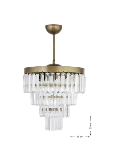 Avizemoda Linsa 35 Cm'Lik Kristal Cam Taşlı Lüks Avize - (Eskitme Renk)