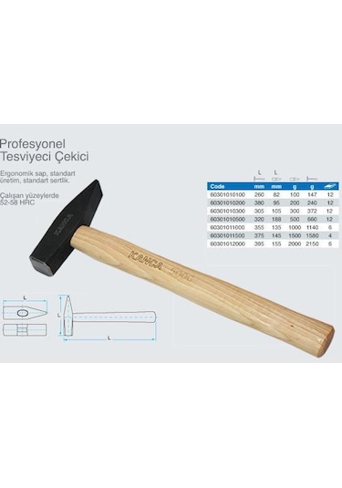 Kanca Tesviyeci Ağaç Saplı Çekiç 2000 Gr