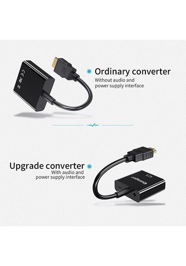 Essager Hdmı Uyumlu Vga Adaptör Kablosu 1080 P 3.5 Mm Jack Dönüştürücü Video Aux Ses Hdmı Uyumlu Vga Splitter Dizüstü Bilgisayar İçin