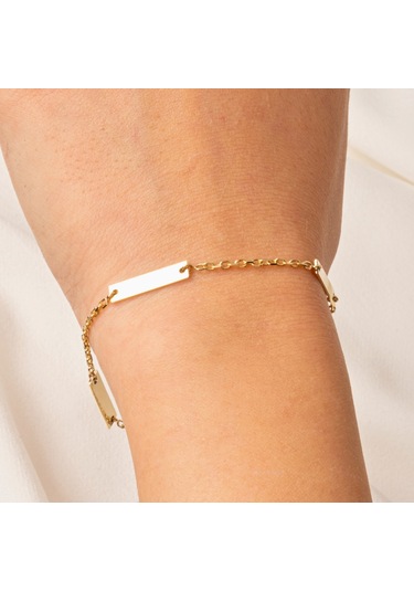 Gümüş Bileklik - Kişileştirelebilir Harf-isim Yazılabilir 3 Plaka 925 Ayar Gümüş Bileklik Gümüş