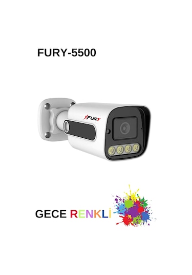 Fury 5 Kameralı Su Geçirmez 1080p 4 X Ultra Ledli Gece Renkli Güvenlik Kamera Seti 5500 500gb