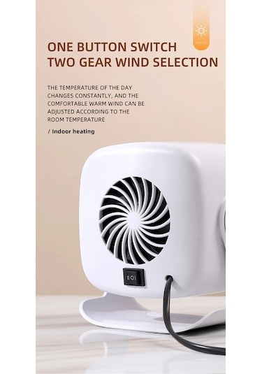 Pazly Abs Masaüstü Fanlı Taşınabilir Isıtıcı, Ofis Banyo Kullanıma Uygun, 800w'dan Az Güçlü, Ce Onaylı, Hafif Ve Dayanıklı