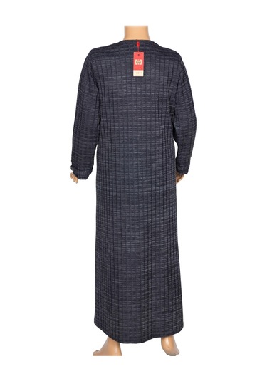 Hesna Kadın Nurel Büyük Beden Kışlık Kare Çıtçıtlı Lacivert Pardesü Lacivert