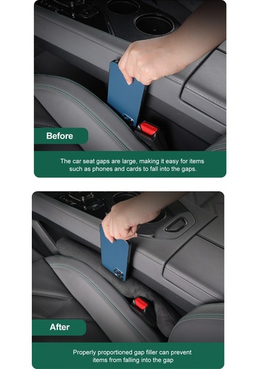 Tenfowee Araç Koltuğu Boşluk Dolgusu - Siyah Alcantara Malzeme, 2'li Paket, Sızıntı Önleyici