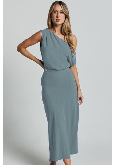 Madmext Madmext Gri Düşük Omuz Elbise Mg2349 Gri