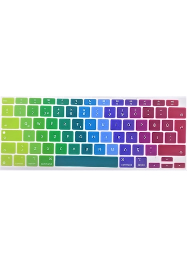 Apple Uyumlu MacBook Air 13' 2020 A2337 (M1) Türkçe Renkli Silikon Klavye Koruyucu