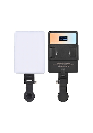 Aumotop D12404-1 5w Fotoğraf Lambası Çift Renkli Led Işık Cep Vlog Işığı Siyah