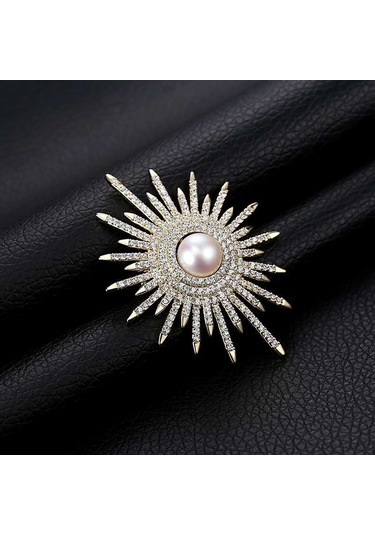 Altın Mizaç Ayçiçeği Broş Kadın Korsaj Giyim Aksesuarları Bayanlar Düğün Parti Takı Altın