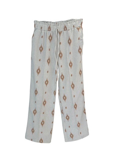 1051 Kısa Kol Önü Bağlamalı Keten Takım Kahve