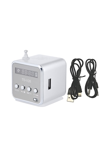 Geeksen Mini Hoparlör Taşınabilir Fm Radyo, Tf Kart/usb Destekli, Telefon/laptop İle Bağlanabilir, Gümüş