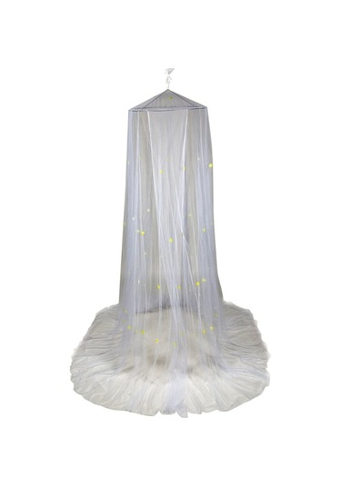 Beyaz Gece Aydınlatmalı Kar Tanesi Desenli Kuppa Perde - Hızlı Açılır Katlanır Bebek Çocuk Yetişkin Uyku Ortamı Koruyucu Beyaz Beyaz