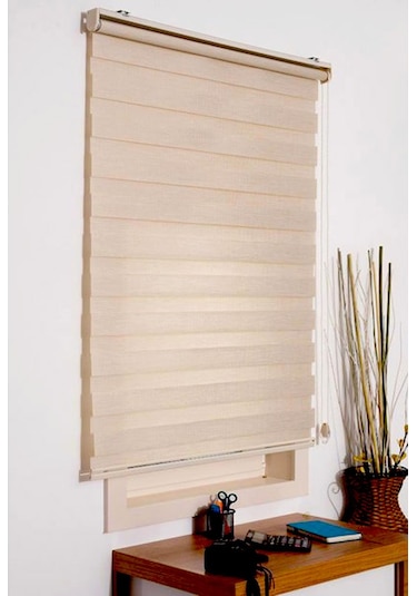 Krem Bambu Zebra Perde Altı Düz