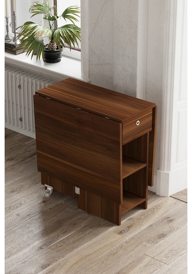 Dekorfim DF01102BR Pratik Katlanır Masa Mutfak ve Yemek Masası