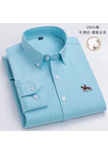 Dval2024 Erkek Pamuklu Çiçek Desenli Uzun Kollu Gömlek - Rahat At İşlemeli Modellergreen Green