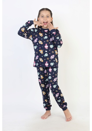 Labubu Desenli Kız Çocuk Takımı Lacıvert