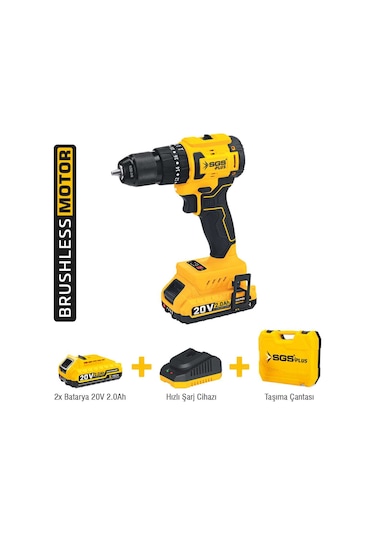 Sgs SGS5532 - 20 Volt 2 Amper 60 NM Tork Akülü Darbeli Matkap Vidalama Seti Çift Akülü