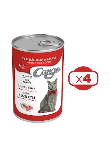 Cango Kuzu Etli Konserve Yetişkin Kedi Maması 4 x 415 G