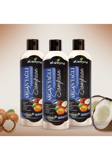 Alweyna Argan & Hindistan Cevizi Özlü Bitkisel Şampuan 3 x 400 ML