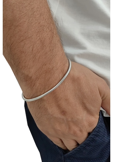 Chavin 3 Mm. Gri Çelik Erkek Bileklik Ev13by Gri