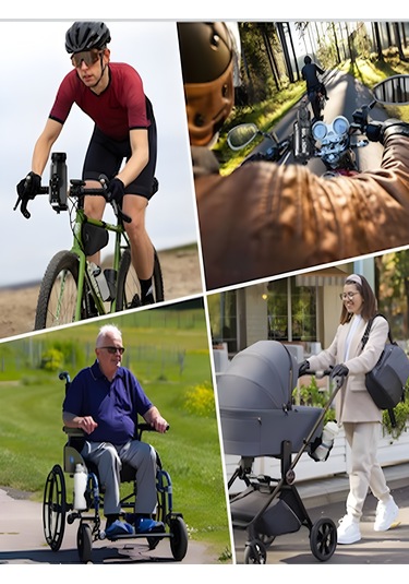 Reflektörlü Sarsıntı & Titreşim Engelli Led Işıklı Gidon Ve Koruma Demiri Bağlantılı Matara Tutucu Mavi - Siyah