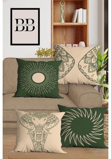 Belle Benoit Baskılı Runner & Koltuk Kırlent Kılıfı Set Desen40