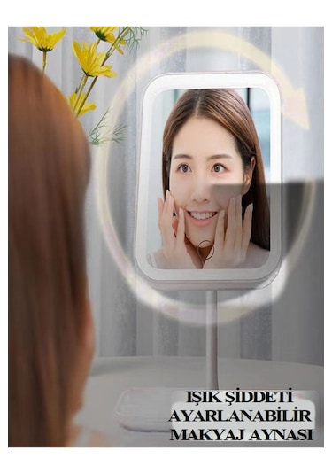 Işıklı Makyaj Aynası Şarjlı 3 Renk Beyaz Işık Gün Işığı Ve Sarı I