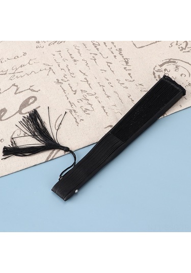 Springsun Bambu Kollu Siyah Dokuma Katlı Klipsli Plevne - Dans Propsu, Ev Dekoru, Yüksek Kaliteli Fırça