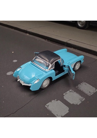Nostaljik Metal Çek Bırak Mavi 1957 Chevrolet Corvette Araba Kapılar Açılır Diğer
