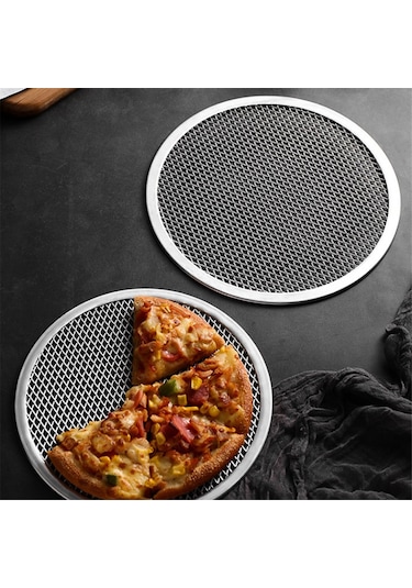 9 İnç Alüminyum Dikişsiz Kenarlı Pizza Pişirme Ekranı Gümüş