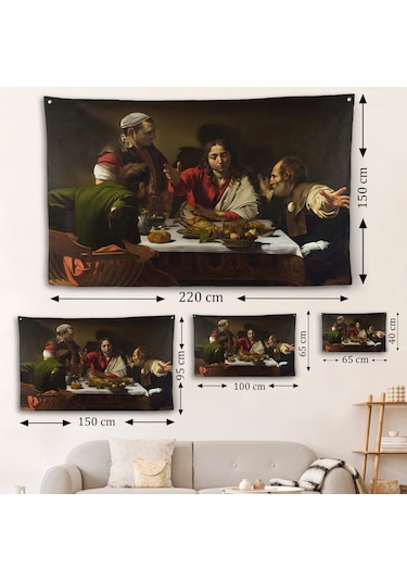 Caravaggio - Emmaus'ta Akşam Yemeği Duvar Örtüsü - Supper At Emmaus-7137