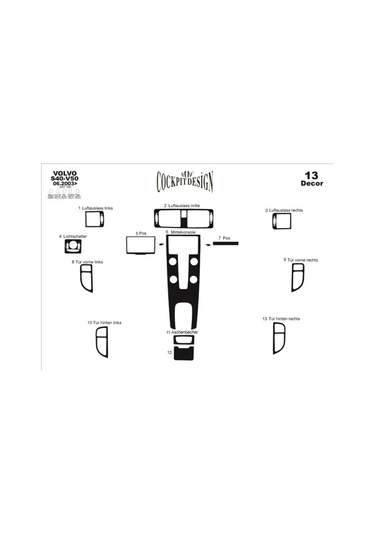 Volvo S40 / V50 / C30 Alüminyum Kaplama 2003 13 Parça