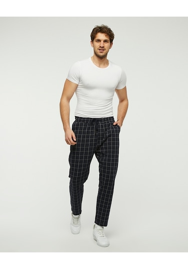 Bella Dossi Ekose Desen Spor Pantolon Lacivert