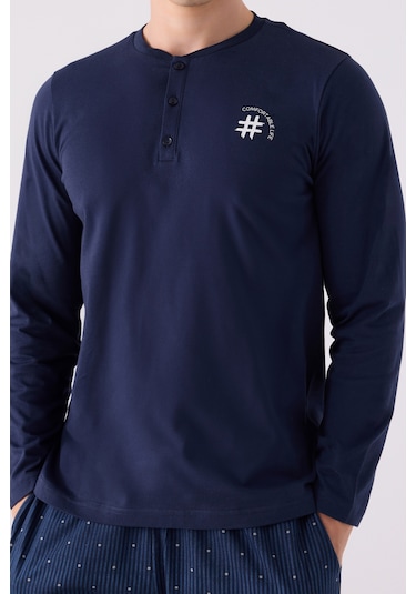 Arnetta 3147 Uzun Kol Erkek Pijama Takımı Lacivert