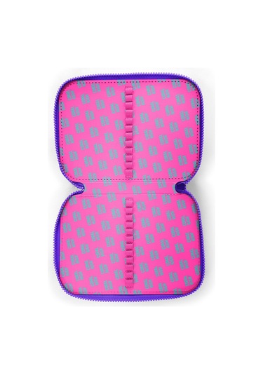 Coral High Mor Leopar Desenli Çift Katlı Kalem Çanta 11132 Mor