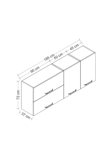 Minar 185 Cm Mutfak Dolabı Beyaz 185-B2-Üst Modül Beyaz