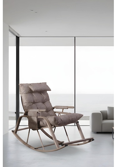 Lumis Garden Sallanan Sandalye, Metal Ayaklı Tv Koltuğu, Sallanan Tekli Koltuk Kahverengi