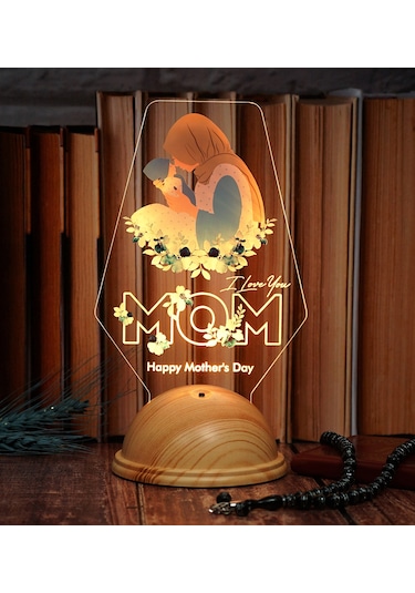 Happy Mother's Day, Tesettürlü Anneye, Anne Adayına Led Lamba