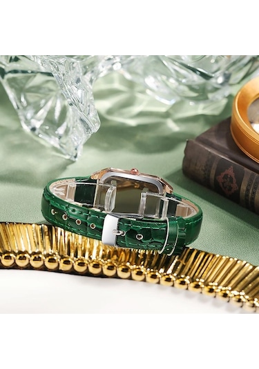 Yeşil Bayanlar Zarif Kuvars Saatler Moda Dikdörtgen Tasarım Kadın Kol Saatleri Eşi, Ailesi, Arkadaşı İçin En İyi Hediyeler Saat