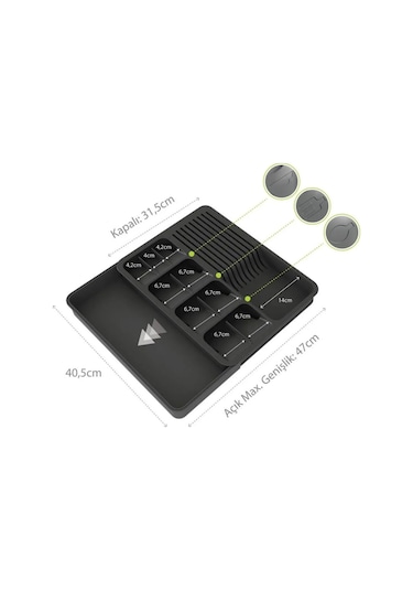 Genişleyebilir Kaşıklık Ve Bıçaklık Seti Ayarlanabilir Mutfak Çekmece Çok Gözlü Düzenleyici Diğer