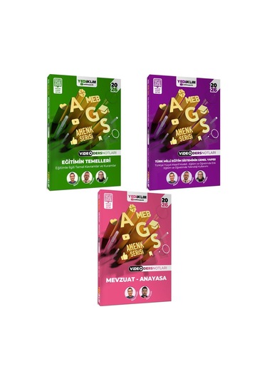 Yediiklim 2026 Meb Ags Ahenk Serisi Eğitimin Temelleri-eğitim Sisteminin Genel Yapısı-mevzuat Anayasa Video Ders Notları Seti 3 Kitap