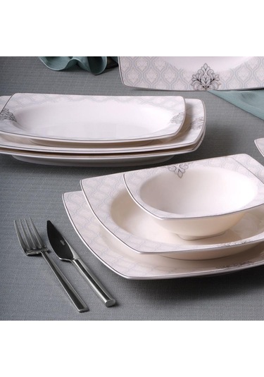 Güral Porselen Caroline 54 Parça 12 Kişilik Yemek Takımı - 5993 Bej