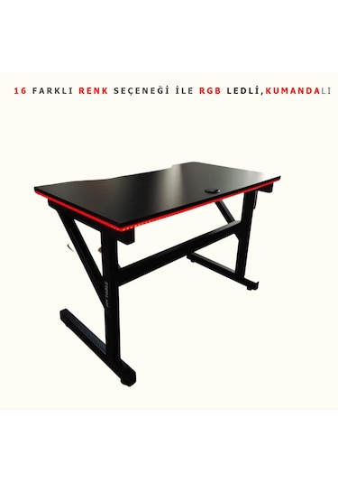 Led'li 130x65x76 Rgb'li Kumandalı Oyuncu Masası Siyah