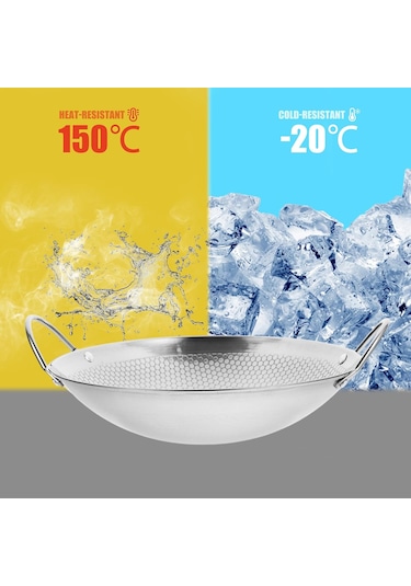 Paslanmaz Çelik Wok Kızartma Tavası, Yapışmaz Woks Ve Karıştırma Tava, Yuvarlak Tabanlı Çift Kollu Tencere Paslanmaz Çelik