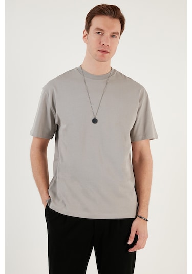 Buratti Pamuklu Relaxed Fit Sıfır Yaka Erkek T Shirt 5905446 Gri