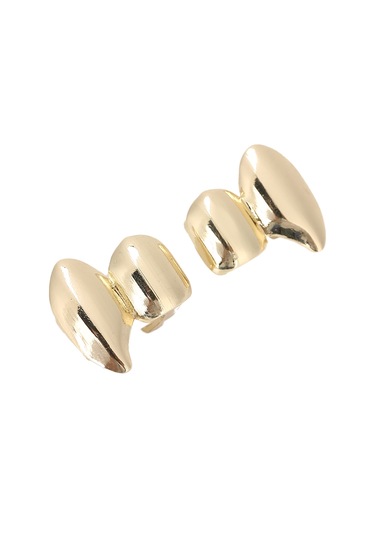 Lemestar Hip Hop Altın Diş Takımı - Gümüş Alçıklı, Kolay Kullanıma Uygun, Halloween Ve Fashion Gösterileri İçin Sertifikalı Dekoratif Aksesuar 2 Adet Gold