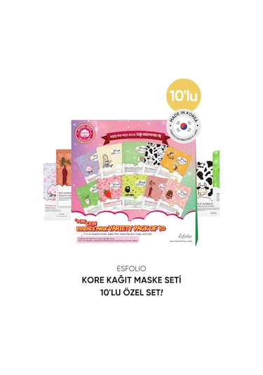 10 Lu Kore Maske Seti Kutu İçinde Esfolio Pure Skin Korean Mask Variety Pack