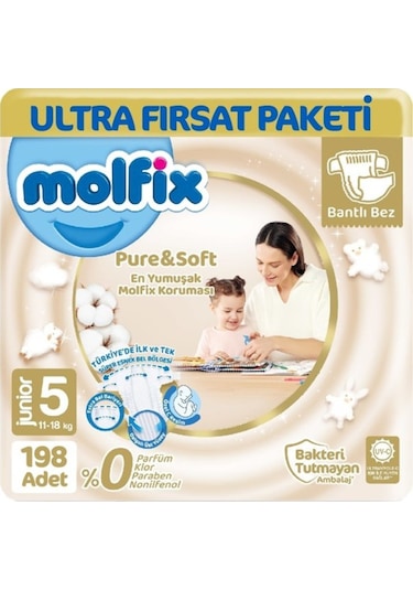 Molfix Pure & Soft Bebek Bezi Junior 5 No 66 lı x 3 Adet 3'lü