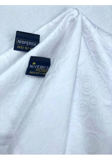 Nivemeshome 140x200 Beyaz Daire Sembol Leke Tutmaz Masa Örtüsü Beyaz
