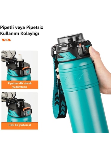 Tkk Çelik Termos Matara 900 Ml Turkuaz