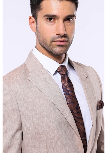 Wessi Slim-fit Sivri Yaka Açık Kahverengi Spor Ceket Açık Kahverengi